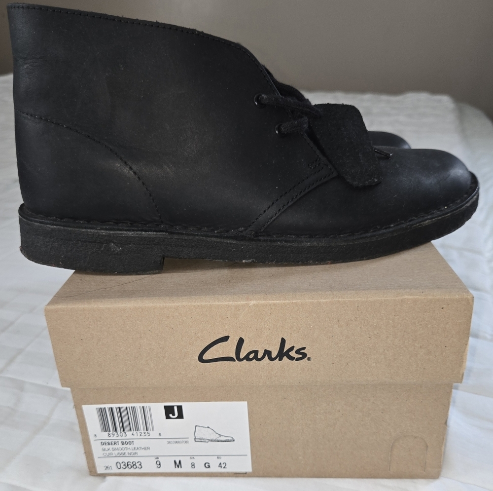Clarks Black Leather Men's Boots